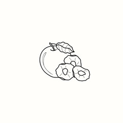 Line art dried apple illustration