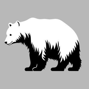 Vector image of a polar bear on a gray background. Flat style. Vector illustration