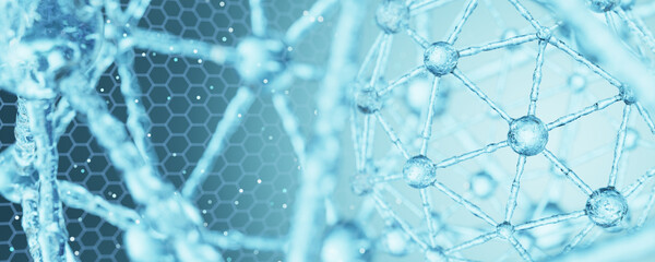 Abstract liquid, water. Conceptual cosmetic solution for skin care. Abstract science background. Background for biochemical, pharmaceutical, cosmetic and other medical concepts. Molecules. 