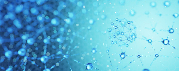 Abstract liquid, water. Background for biochemical, pharmaceutical, cosmetic and other medical concepts. Abstract science background. Molecule ball.