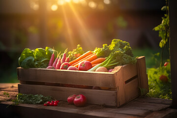 Freshly grown by nature. A crate full of fresh produce vegetables from farm. Ai generative