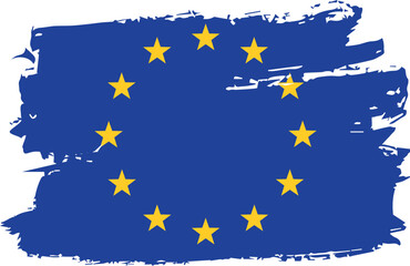 EU Europe Union flag grunge watercolor brush stroke line vector