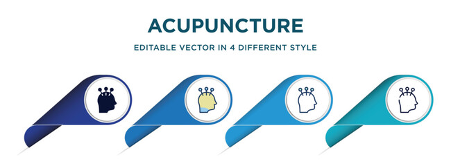 acupuncture icon in 4 different styles such as filled, color, glyph, colorful, lineal color. set of   vector for web, mobile, ui - obrazy, fototapety, plakaty