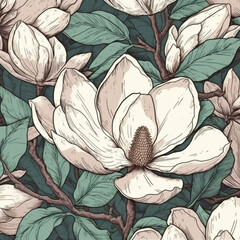 seamless magnolia watercolour tile