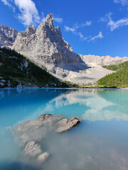 View of Lake Sorapis, Dolomites, Italy
