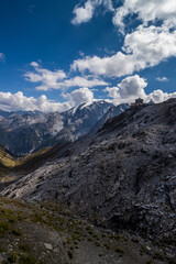 Fototapeta na wymiar Mountain scenic road Stelvio Pass in Alps