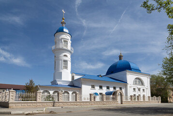 The White Mosque in Astrakhan on a sunny summer day. Astrakhan, Russia