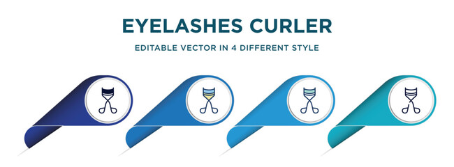 eyelashes curler icon in 4 different styles such as filled, color, glyph, colorful, lineal color. set of   vector for web, mobile, ui