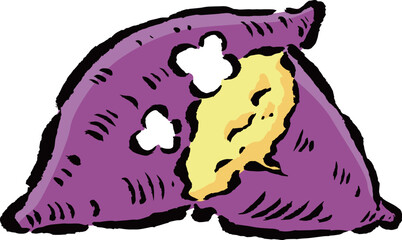 焼きいも　筆タッチベクターイラスト