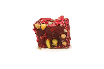 Sweet roll with roses and nuts, turkish sweets.