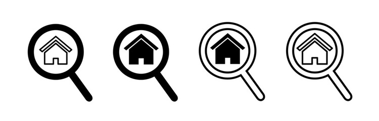 Search for Homes icon. real estate and home, search home sign vector graphics, a linear pattern on a white background. Vector illustration.