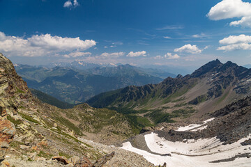 The beautiful mountains and lakes over La Thuile in a summer day