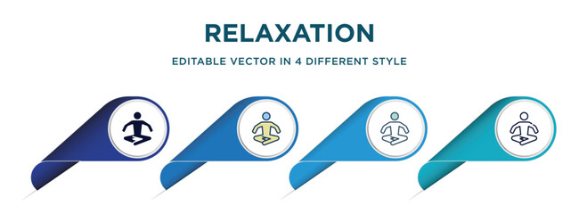 relaxation icon in 4 different styles such as filled, color, glyph, colorful, lineal color. set of   vector for web, mobile, ui