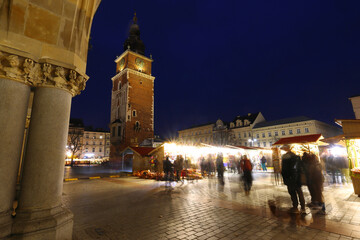 Krakow Market with the Town hall tower. Krakow, Poland, Europe.