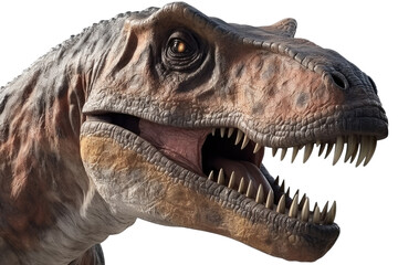 Tyrannosaurus rex isolated on white background, the popular predator dinosaur in Cretaceous period era ,with Generative AI. - obrazy, fototapety, plakaty