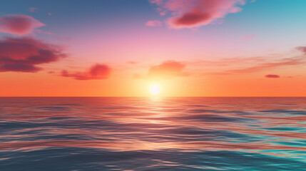 Naklejka na ściany i meble Minimalist Image of a Sunset Over the Ocean