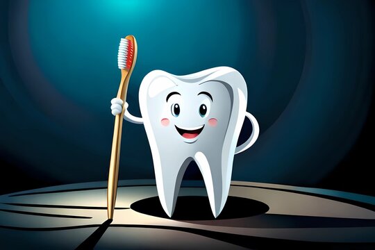 Illustration von Zahn mit Gesicht in 3D 