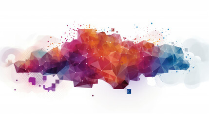 Generative AI banner of abstract colorful cloud computing consept illustration