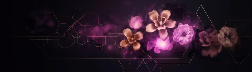 Generative AI banner of purple and pink flowers