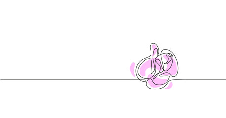 Vector illustration of rose. Simple one line art with the flower.	
