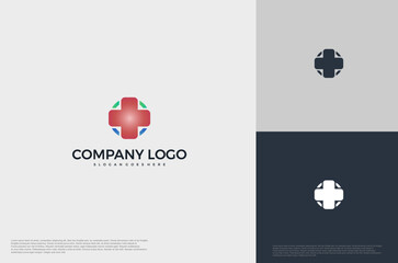 Health icon and cross sign medical logo. Vector logo design template