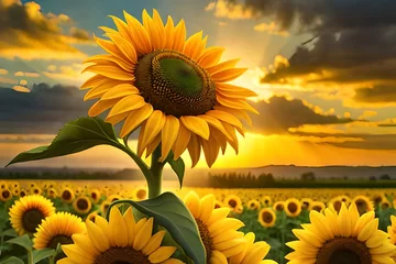 Rollo sunflower in the field , symbolizing happiness and joy © Beste stock
