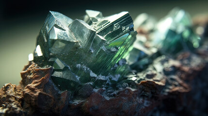 Raw uncut Actinolite crystal. Rare gemstone. Generative AI