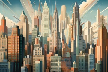 Fototapeta na wymiar Iconic skyscrapers and Art Deco buildings dominate the skyline, making New York a city of architectural wonders - Generative AI