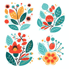 Vector collection, flowers, beautiful collection of romantic flowers with roses, leaves, flower bouquets, flower compositions.