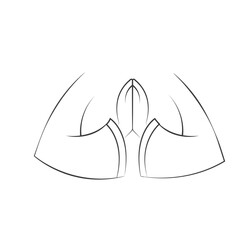 Hands Folded in Namaste or Prayer Simple Vector Illustration in Doodle Style