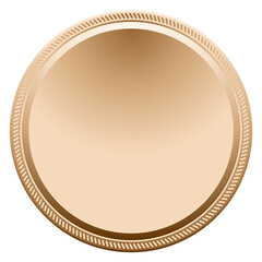 Bronze medal blank mockup. Realistic metal badge