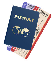Passport and two airplane tickets. Realistic travel documents © MicroOne