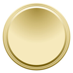 Golden round badge. Realistic medal blank mockup