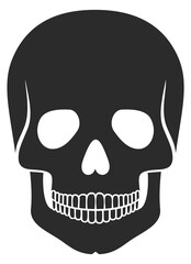Black skull icon. Death symbol. Human head bone