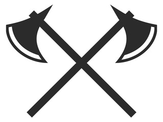 Crossed axes. Vintage weapon logo. Steel hatchet