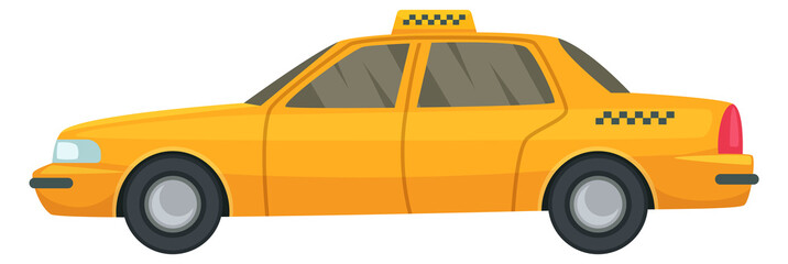 Yellow taxi car side view cartoon icon © ONYXprj