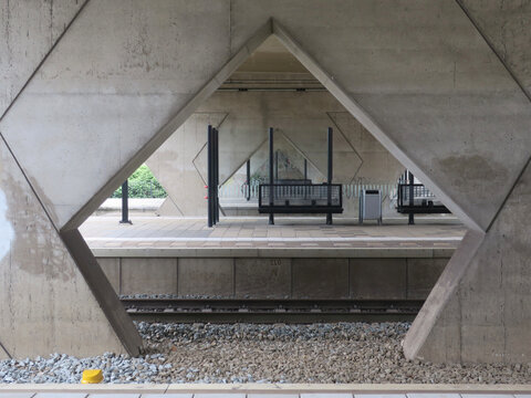 look through at the platform of railway station Amsterdam Sloterdijk