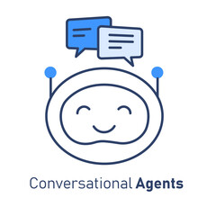 Conversational Agent Icon: AI-Powered Virtual Assistant. Vector Line Icon with Editable Stroke.