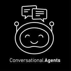 Conversational Agent Icon: AI-Powered Virtual Assistant. Vector Line Icon with Editable Stroke.