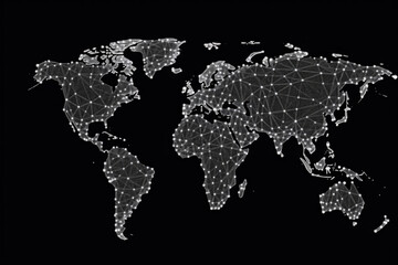Digital world map with dot connections. Global communication and network. Created with Generative AI