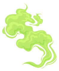 Green steam. Cartoon stinky cloud. Toxic smell
