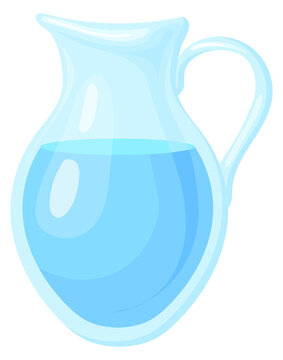 Water jug. Glass pitcher. Clear fresh drink