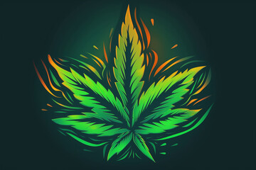 Marijuana ganja or weed plant logo icon design vector illustration. AI generated - obrazy, fototapety, plakaty