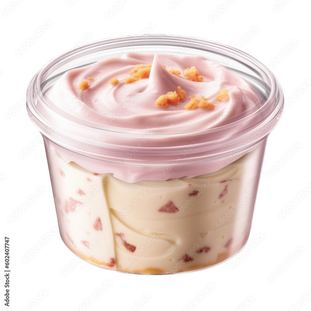 Sticker yogurt with strawberry