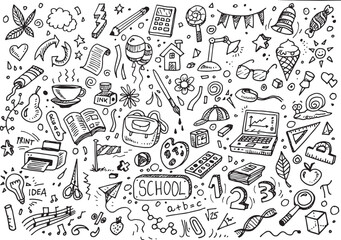 School and education vector hand drawn doodles 