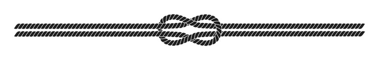 Sailor knot divider. Nautical rope border. Graphic design element for wedding invitations, baby shower, birthday card, scrapbooking. Png clipart isolated on transparent background © paketesama