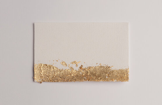 Beige and Gold glitter empty canvas paper frame blank. Abstract copy space texture background.