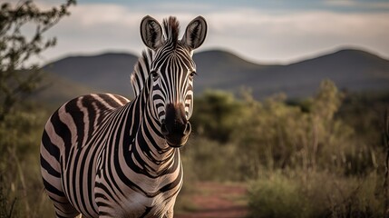 Zebra on safari in South Africa Generative AI
