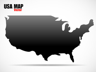 Black silhouette USA map on white background. Vector illustration