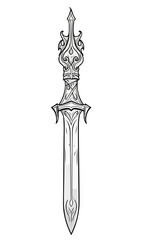 Dagger. Outline. Tattoo desigh No Shadow. Cartoon. Coloring page. Vector. Simple